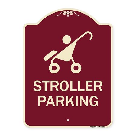 SIGNMISSION Reserved Stroller Parking W/ Graphic Heavy-Gauge Aluminum Sign, 24" x 18", BU-1824-22985 A-DES-BU-1824-22985